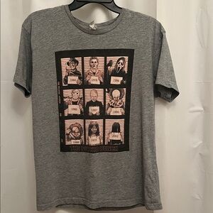 Gray Graphic T-Shirt “The Horror Bunch” Short Sleeve Unisex